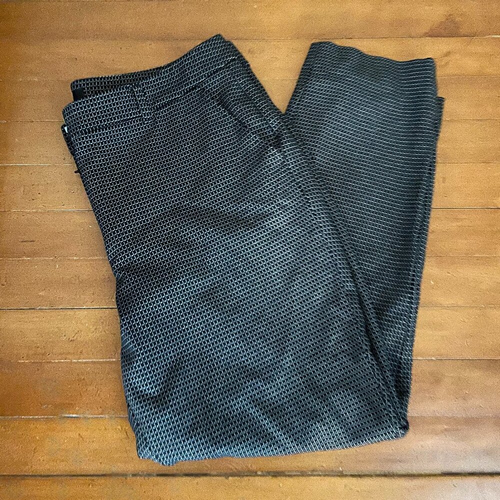 WHBM black & white check Elle Slim Ankle Comfort Stretch Pants Black Sz 14